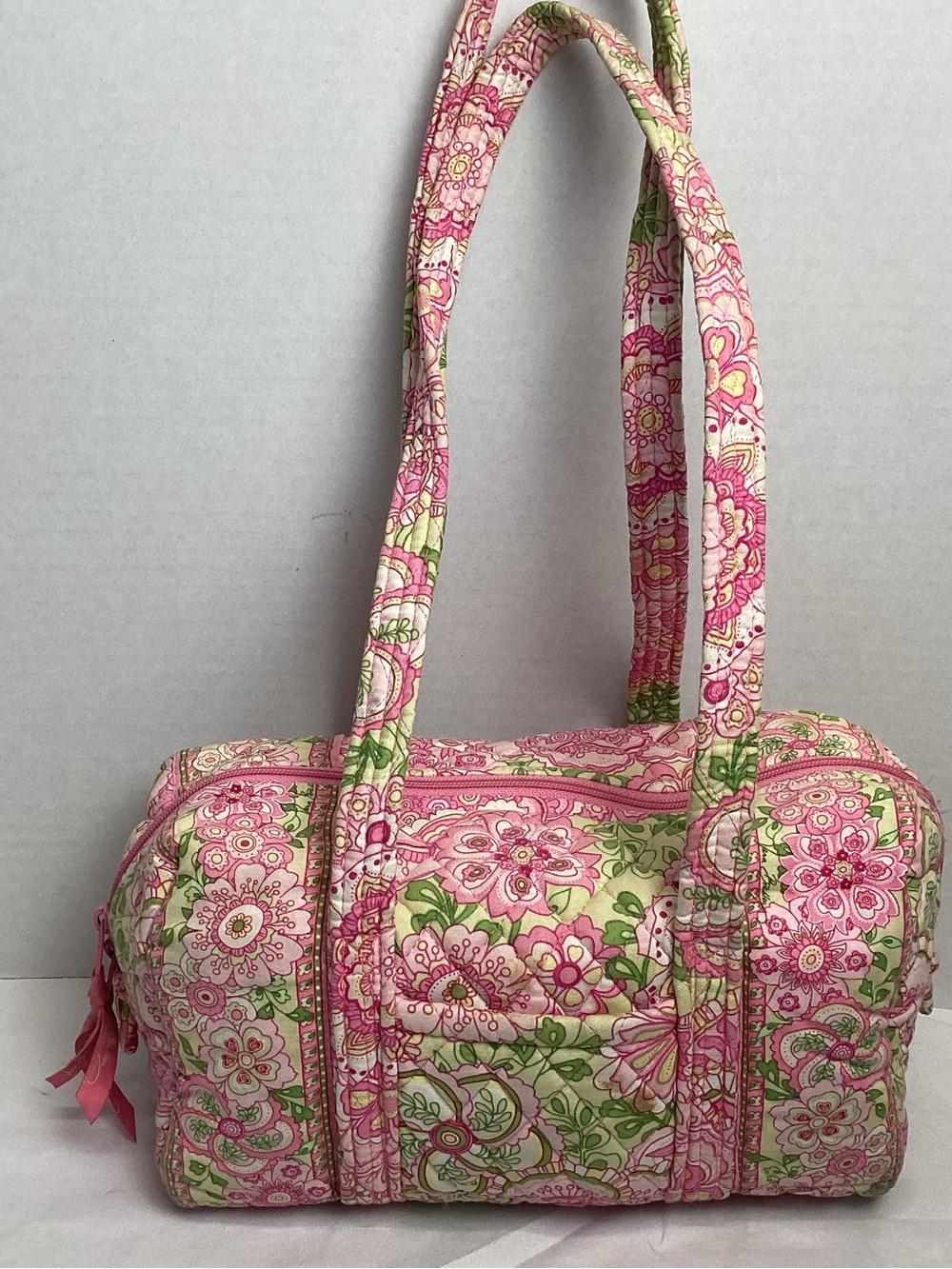Vera Bradley Pink Floral Quilted Tote with Green small duffle